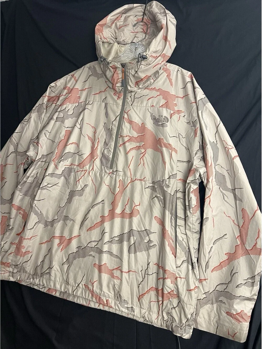 The North Face Jacket Mens 2XL Brown Red Camo Hooded 1/2 Zip Pullover Anorak